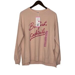 NWT Wildfox But First Cocktails Light Pink Sweatshirt‎ Size Small